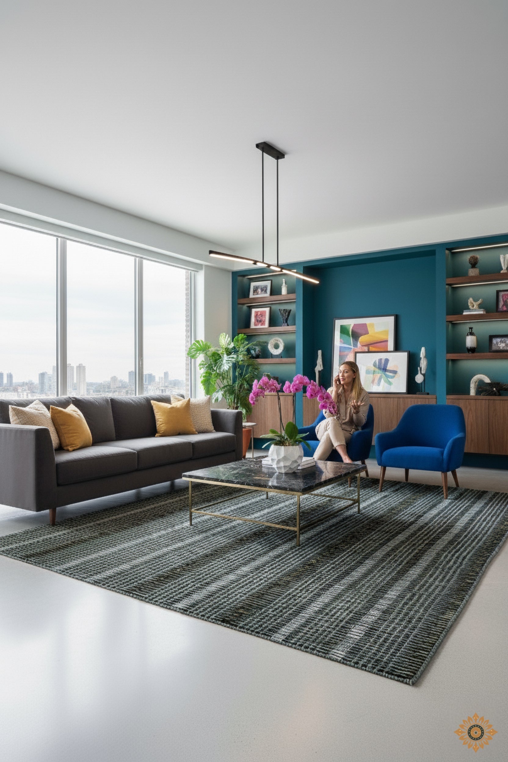 Midnight Reclaim | Hand-Loom Pet Yarn Rug