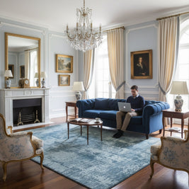 Sapphire Wash | Hand-Loom Printed Viscose Rug