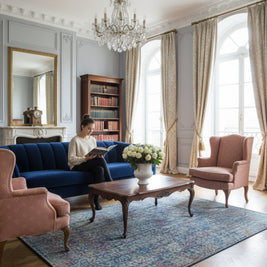 Patina Blue | Hand-Loom Printed Viscose Rug