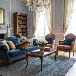 Patina Blue | Hand-Loom Printed Viscose Rug