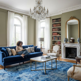 Indigo Flow | Hand-Loom Printed Viscose Rug