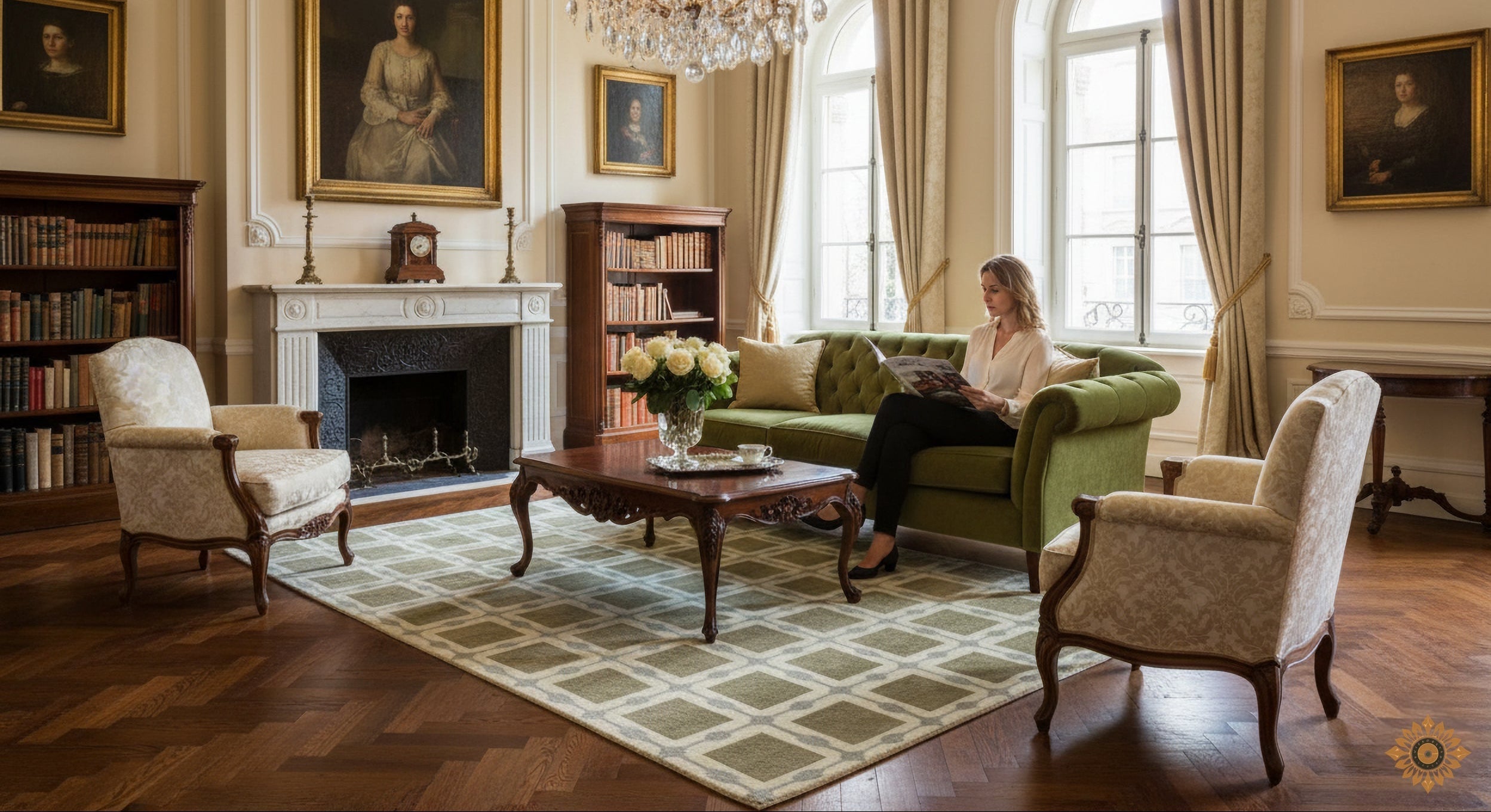 Veridian Grid | Hand-Knotted New Zealand Wool Rug