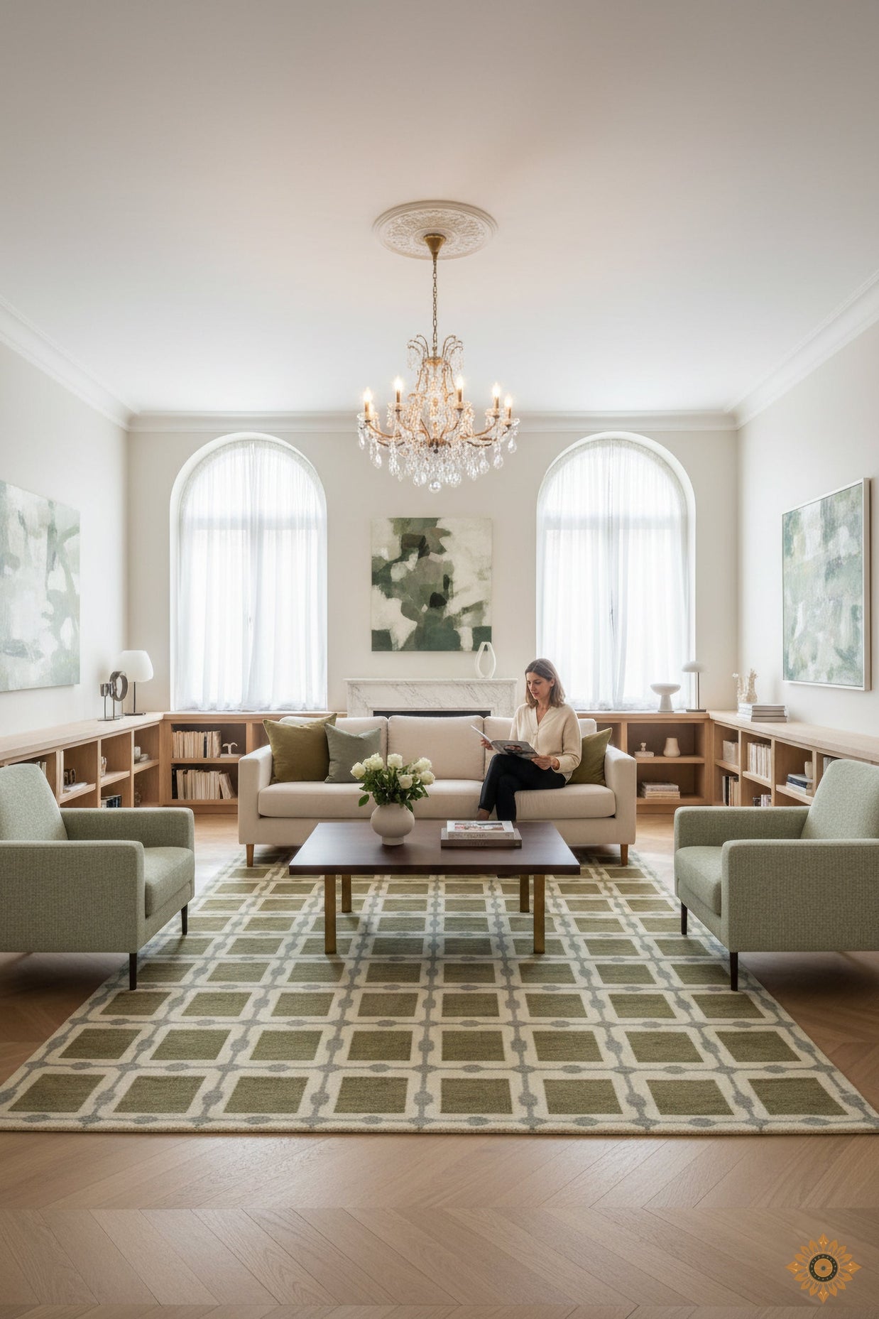 Veridian Grid | Hand-Knotted New Zealand Wool Rug