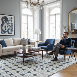Lapis Grid | Hand-Knotted New Zealand Wool Rug