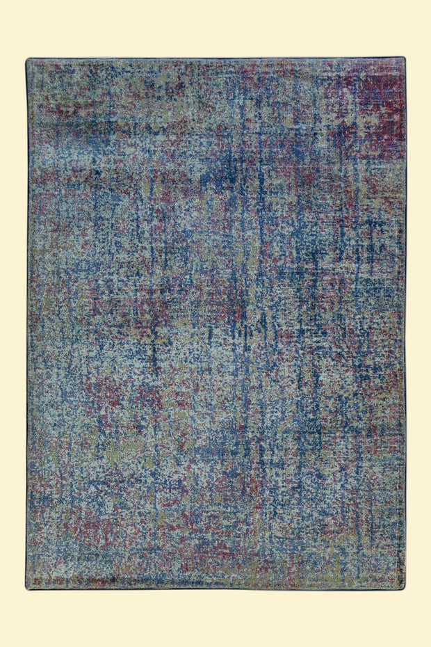 Patina Blue | Hand-Loom Printed Viscose Rug
