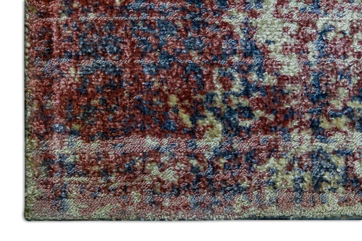 Patina Blue | Hand-Loom Printed Viscose Rug