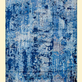 Indigo Flow | Hand-Loom Printed Viscose Rug