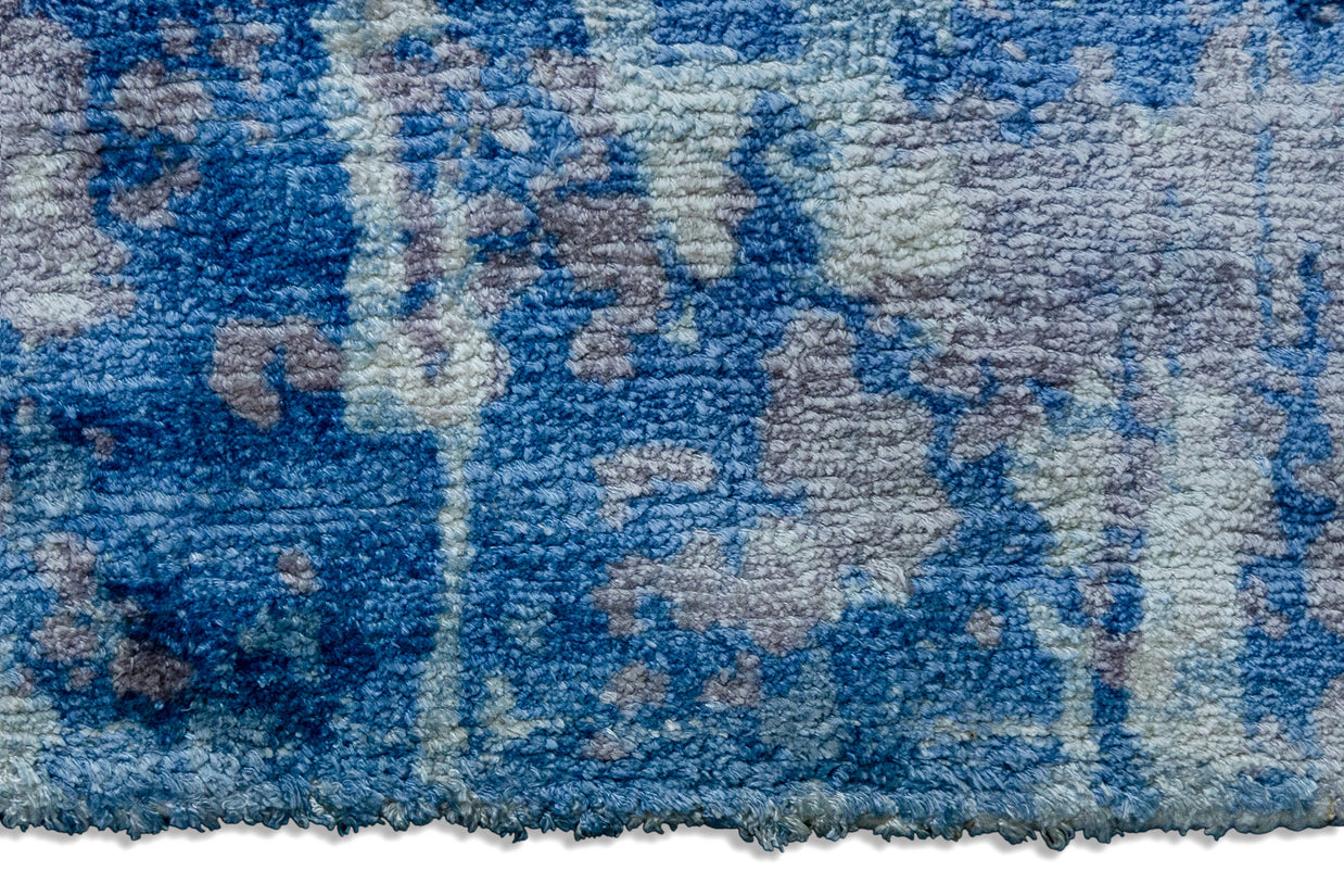 Indigo Flow | Hand-Loom Printed Viscose Rug