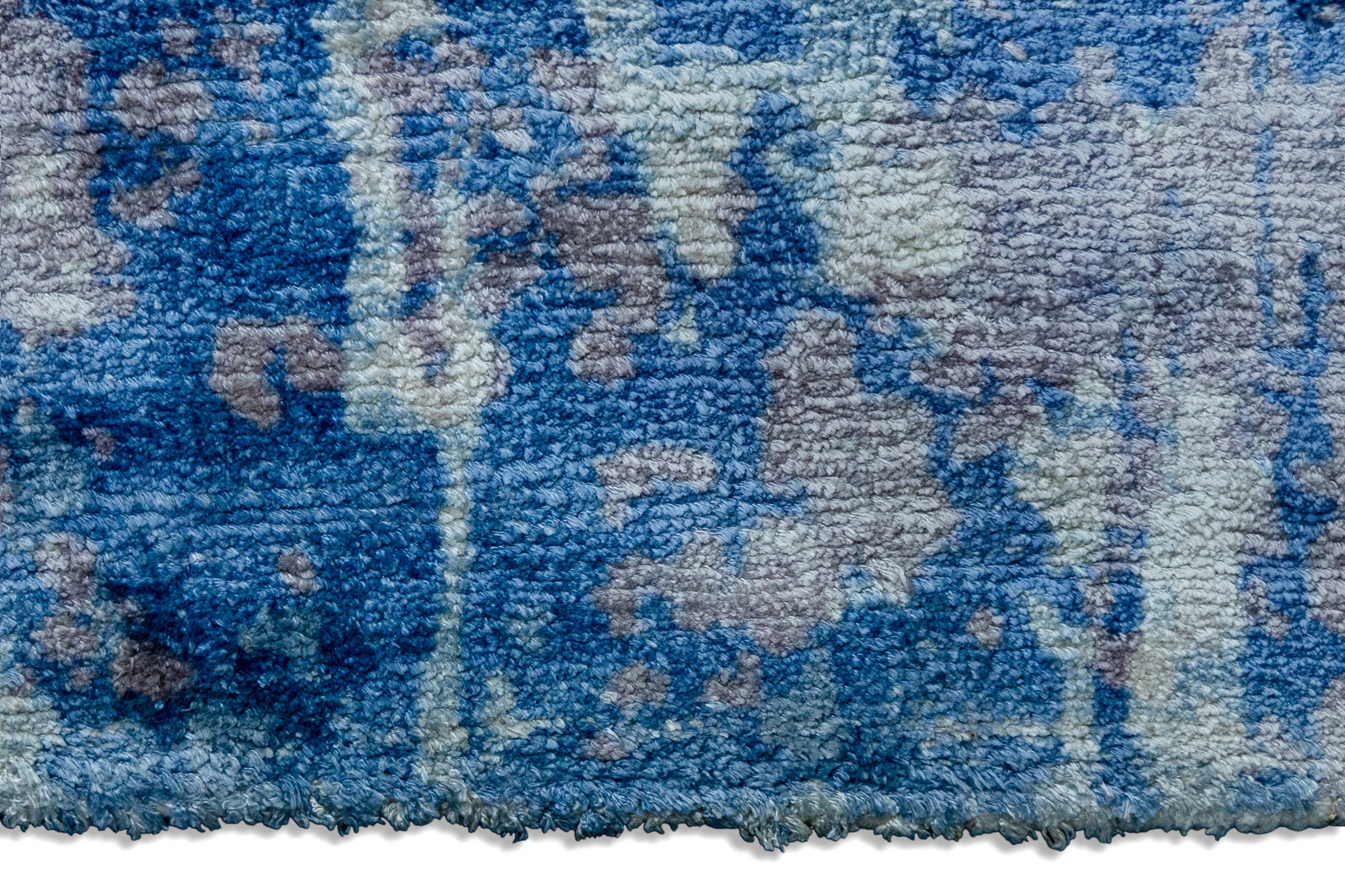 Indigo Flow | Hand-Loom Printed Viscose Rug