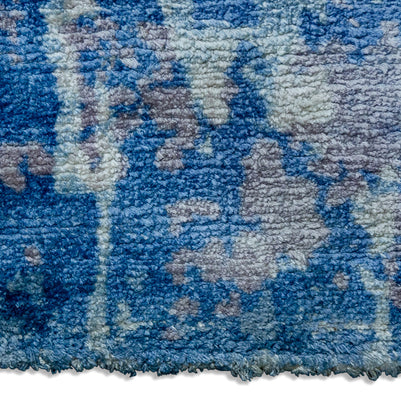 Indigo Flow | Hand-Loom Printed Viscose Rug