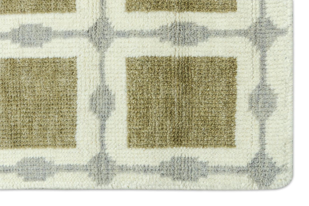 Veridian Grid | Hand-Knotted New Zealand Wool Rug