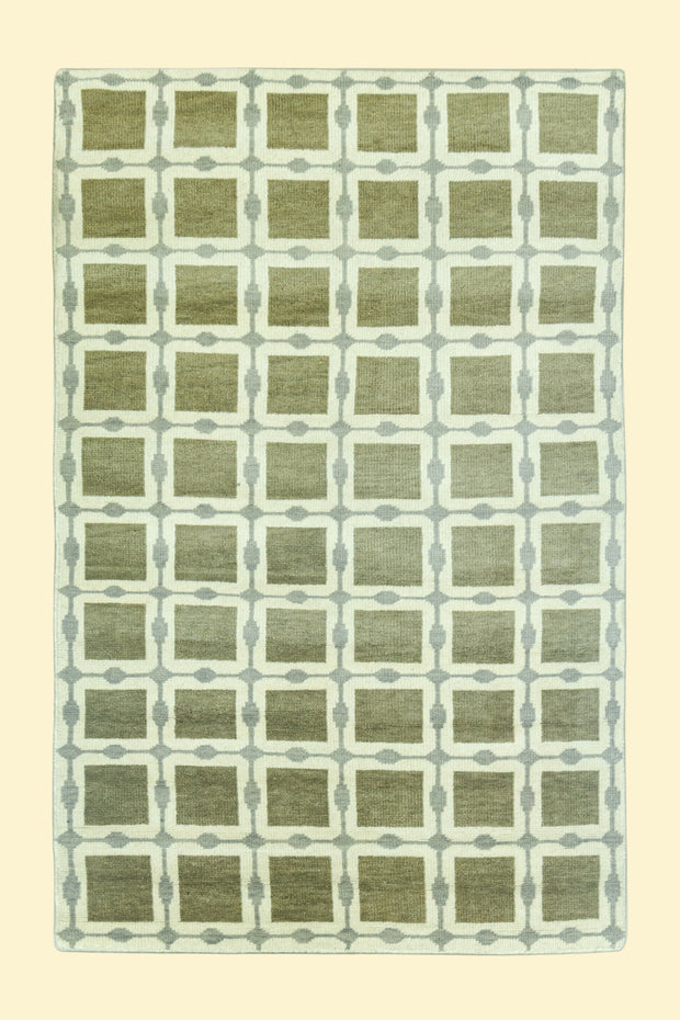Veridian Grid | Hand-Knotted New Zealand Wool Rug