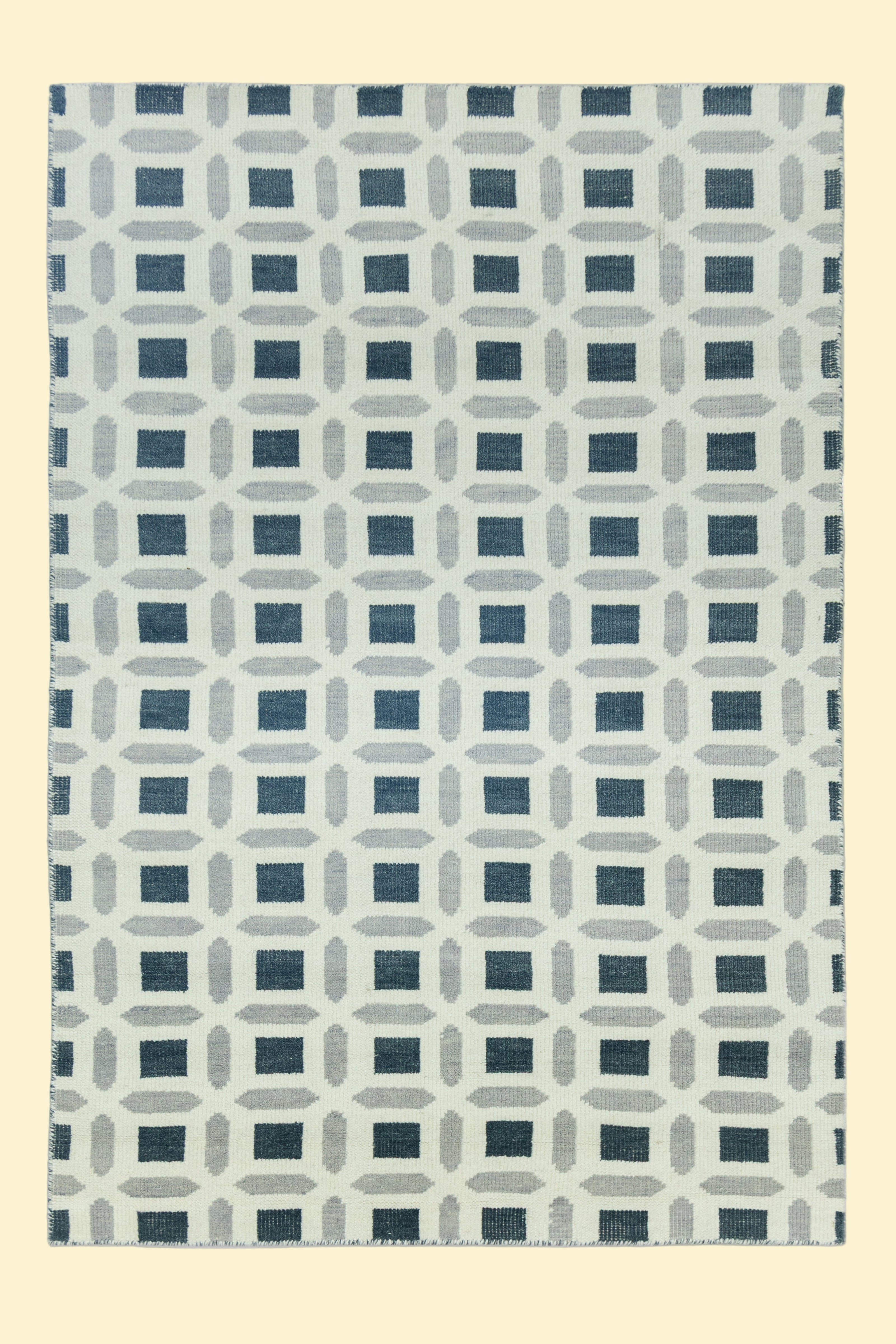 Lapis Grid | Hand-Knotted New Zealand Wool Rug
