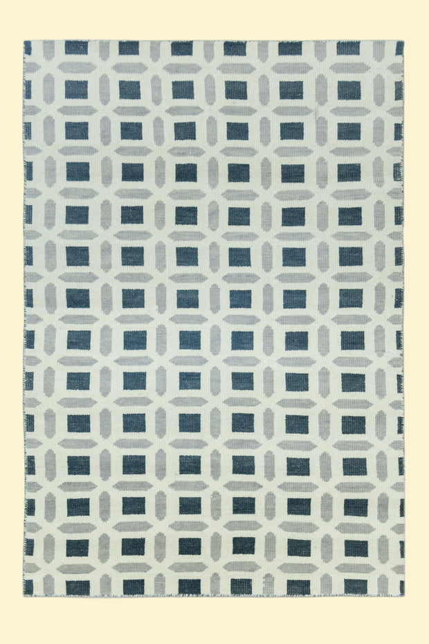 Lapis Grid | Hand-Knotted New Zealand Wool Rug