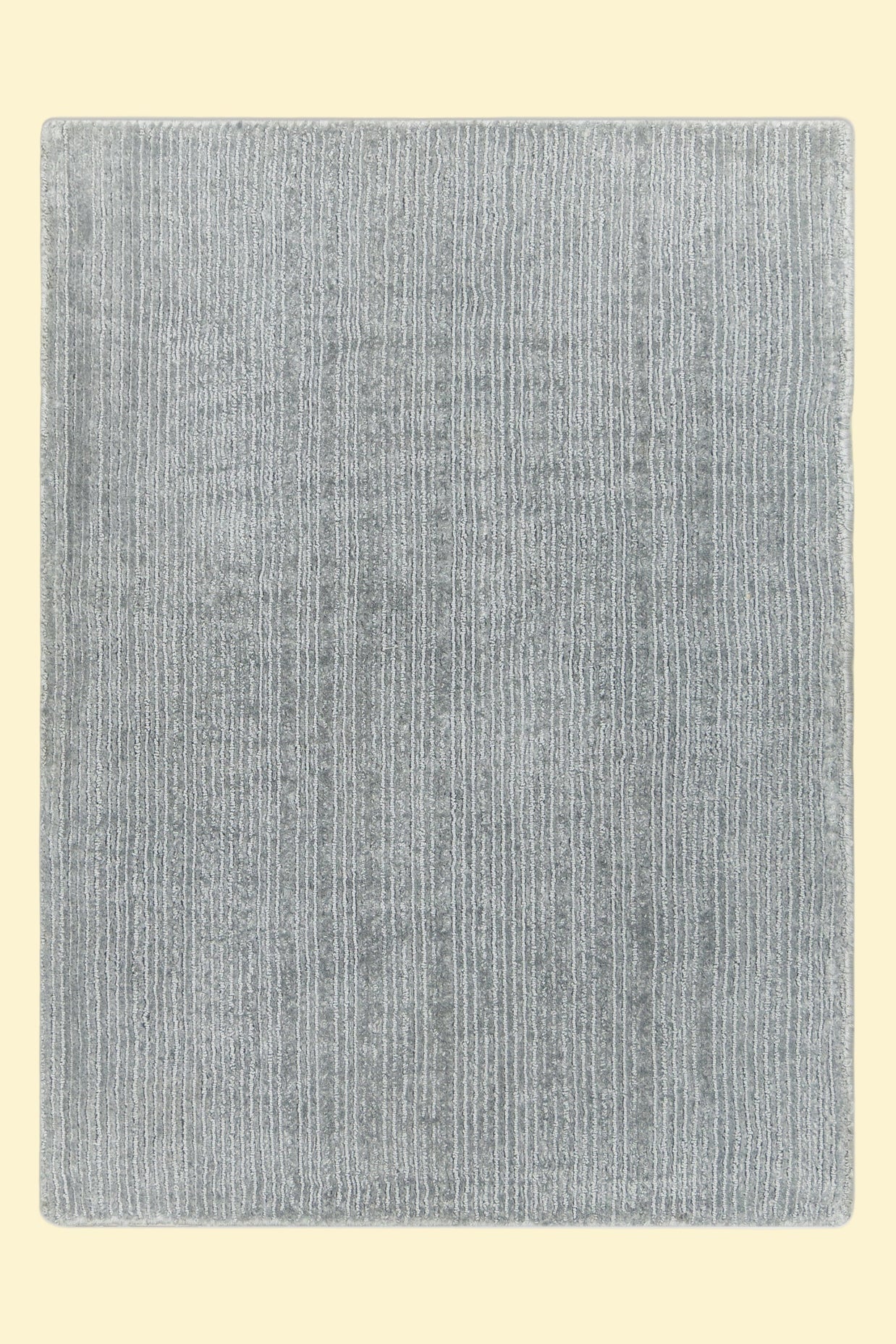 Textured Grey Solid Hand-Loom Viscose Handmade Rug 