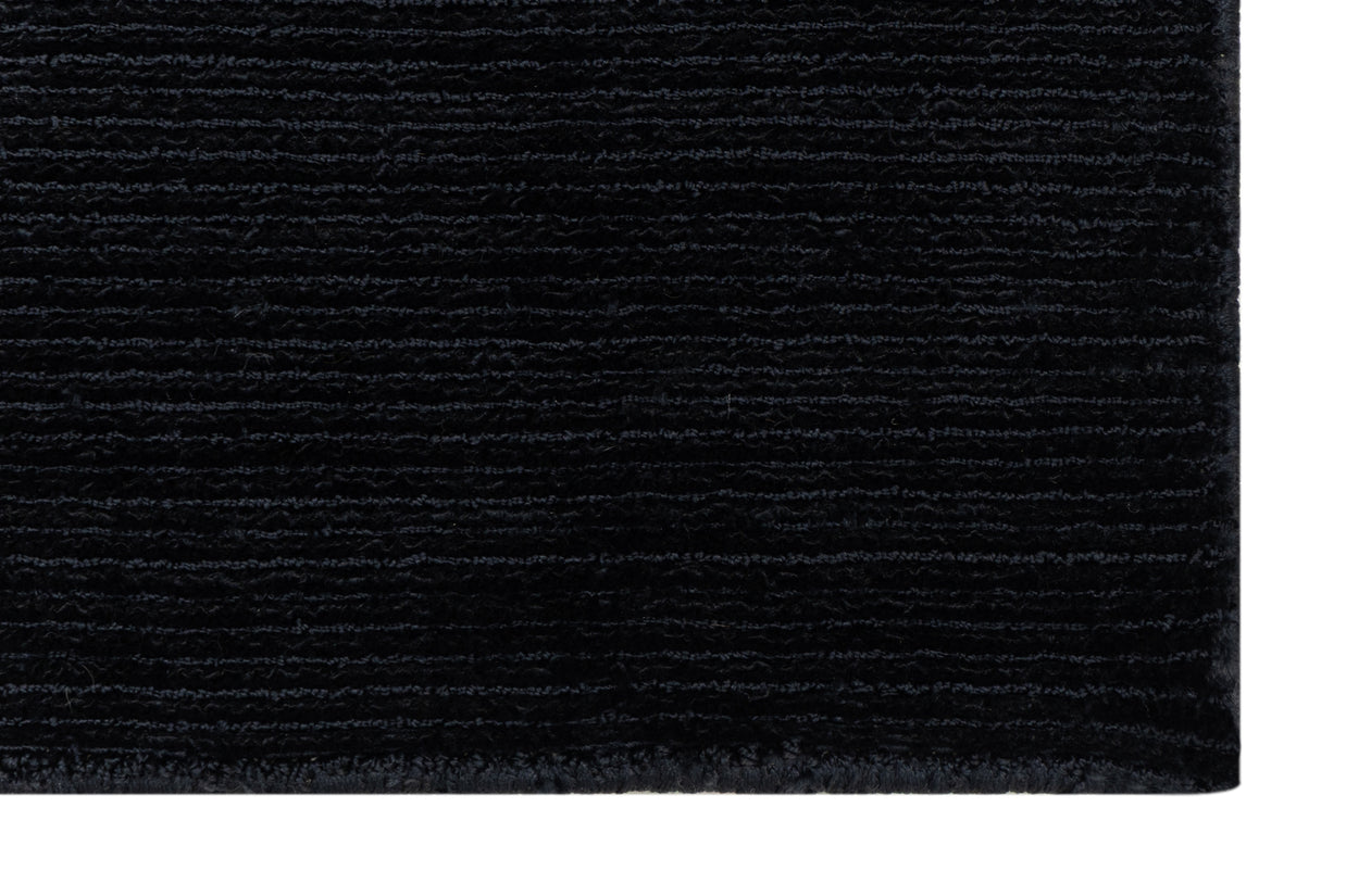Textured Black Hand-Loom Viscose Handmade Rug