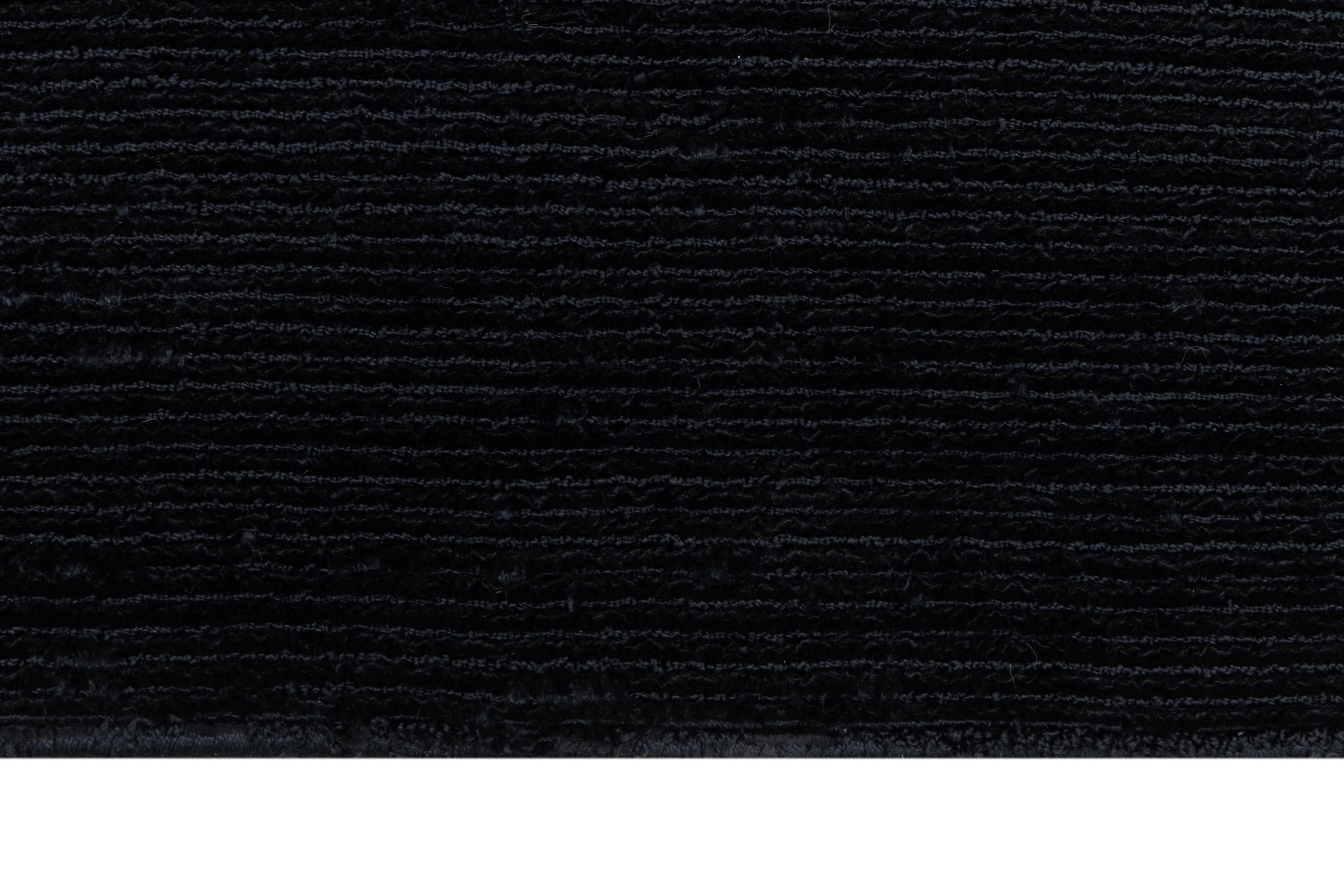Textured Black Hand-Loom Viscose Handmade Rug
