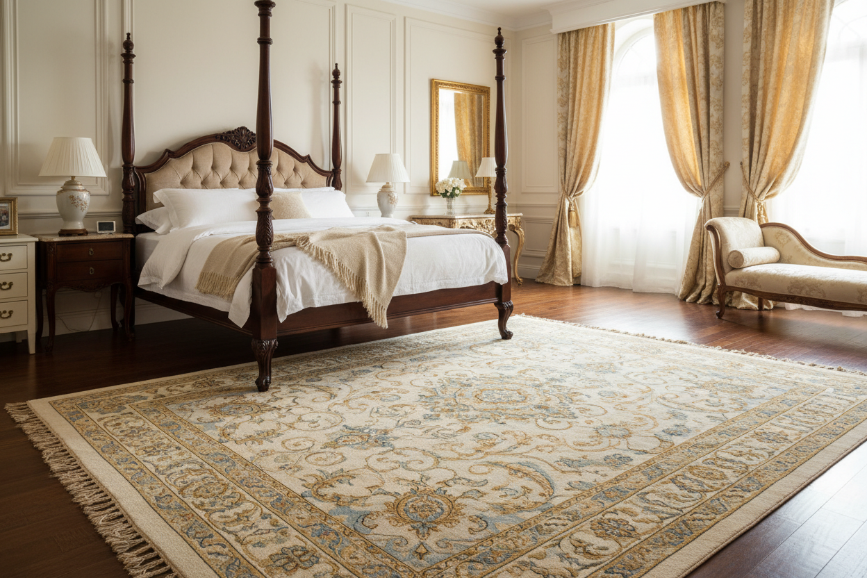 European Bedroom with Rug 16:9 Photo